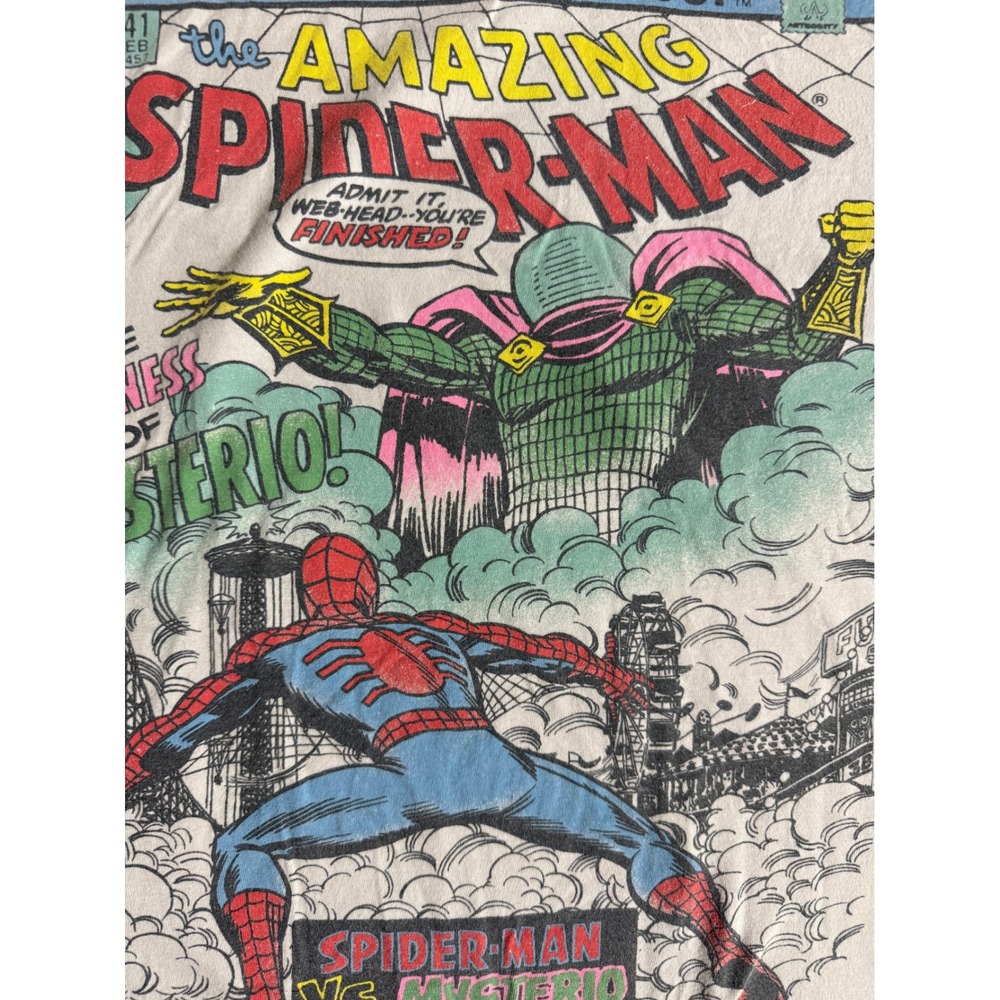 Marvel Spider-Man vs Mysterio Comic Cover Graphic T-Shirt Grey XL Amazing 141 - Picture 7 of 12
